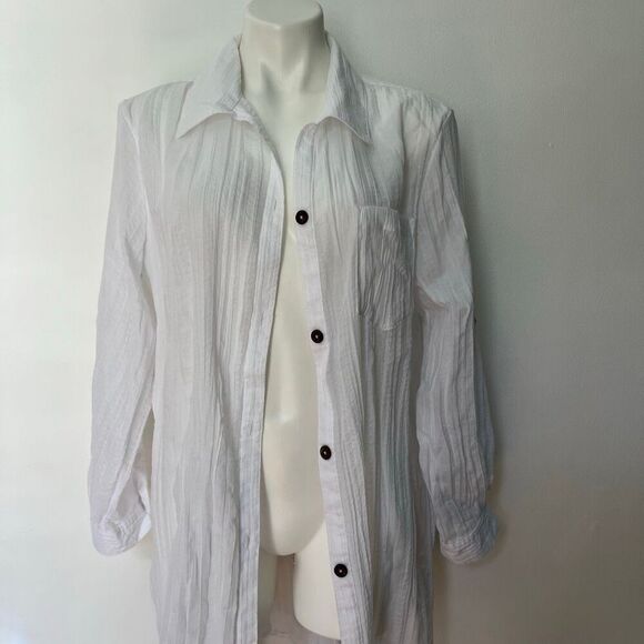 Mynah Lightweight white oversized button down beach cover - Picture 7 of 7